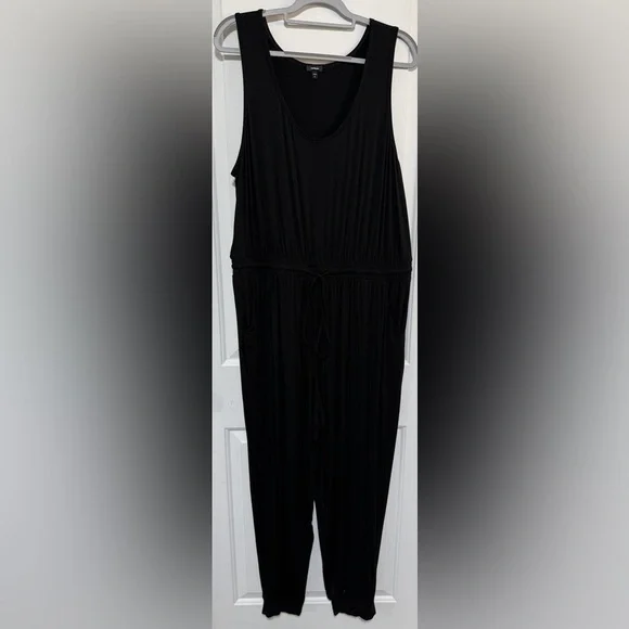 Express Black Sleeveless Drawstring Jumpsuit - Picture 1 of 12